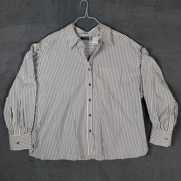 Lane Bryant Button Shirt Women's Size 2X (18/20) Striped Long Sleeve NWT - Picture 1 of 13